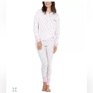 Honeydew Pink Christmas Tree Cuddle Crew Pajama Set Medium NEW